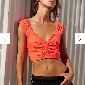 Ultra flattering fun crop in crush blush peachy mango color